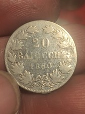 Moneta 20 Baiocchi 1860 R Stato Pontificio Pio IX Anno XV Argento 
