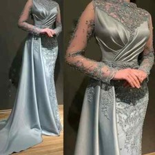 Abiti da festa formali madre della sposa manica lunga con perline pizzo applicato paillettes