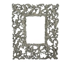 Cornice portafoto in peltro con cherubini putti angeli