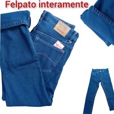 Jeans uomo TAGLIE FORTI felpato INVERNALE pantaloni foderati IN PILE regular fit