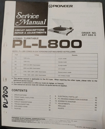 Pioneer l800 giradischi - pioneer,