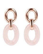 Bronzallure Orecchini Pendenti con Pietre Naturali Ovali QUARZO ROSA
