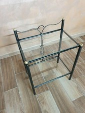 Comodino in ferro battuto Fiocco nero decorato oro