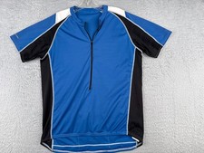 Cannondale maglia ciclismo uomo grande blu nero 1/2 zip manica corta tasca posteriore