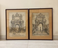Coppia Incisioni Stampe Arco Trionfale Antiche 600 700