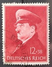 Francobollo Impero tedesco DR 52° compleanno Adolf Hitler con berretto 1941