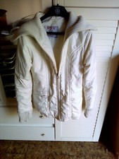 giubbotto Phard panna beige taglia 42 con collo e polsini in lana vintage