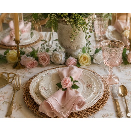 Set anelli tovagliolo - 6, rosa