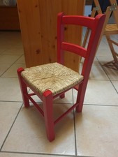 Sediolina in Legno Verniciato "rossa" con Seduta in Paglia 28x28cm