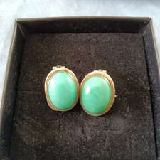 Orecchini Antichi In  AG.925 Con Cabochon Di TURCHESE ARIZONA Naturale Con Filo 