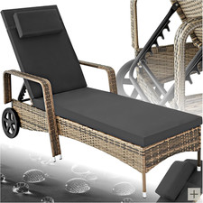 ® Lettino Poly Rattan Arredo Esterno Giardino, Sdraio Prendisole, Sdraio Da Giar