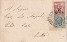 15891-REGNO, BUSTA DA? AL CAV. DE ANGELIS VILLA CARLA, SOPRASTAMPA 10 c. SU 2+5c