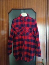 Camicia rossa e blu a quadri in cotone con maniche lunghe donna