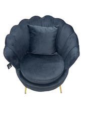 poltrona conchiglia Venere Nera In Velluto Piedi Oro Con Cuscino