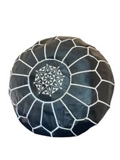 Pouf in pelle marocchina nero