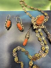 necklace collana chain ANTICA SALISCENDI  antique Old ORO 6/7KT FINE 800 CORALLO