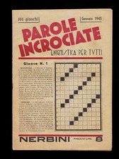 Enigmistica per tutti. Parole incrociate. Gennaio 1945. RSI. Editore Nerbini