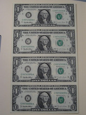 CU Crisp 4 Note FOLIO $1 UNO Dollaro 1995 FRN Note C-Series Philadelphia. #20