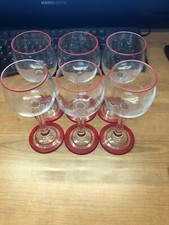 183 - Set Servizio 6 Pezzi Bicchieri Vetro Bordo rosso