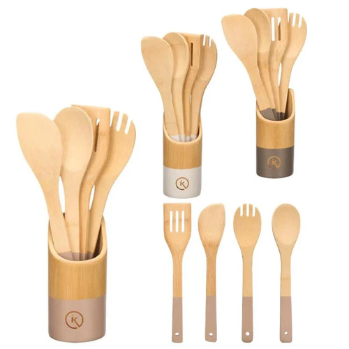 Set utensili bamboo naturale - set,