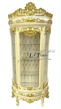 Vetrina bombata cristalliera Luigi XV stile barocco moderno avorio e oro swarovs