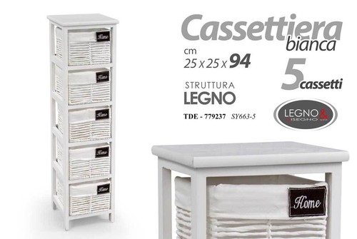 Cassettiera vimini cassetti - cassettiera, 5