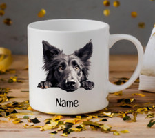 Belgian Sheepdog Shepherd Dog Peeping Puppy Personalised Mug Cup MADE TO ORDER
