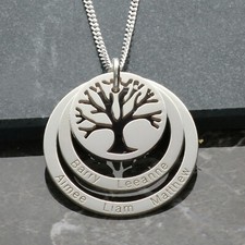 Collana Ciondolo Famiglia Albero della Vita Personalizzato Albero della Vita 3 Anelli