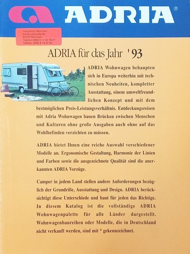 Brochure depliant adria - adria, optima