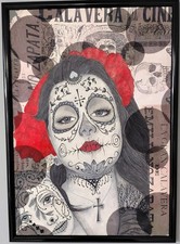 Quadro ragazza teschio punk
