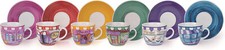 Excelsa Set caffe' decoro Shops tazzine con piattino multicolore 60354