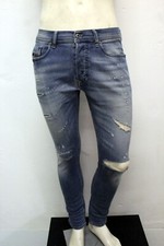 Diesel Jeans Uomo Pantalone Taglia 44 Blu Pant Pants Regular In Cotone Man Logo