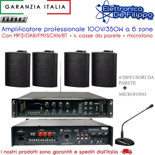 Amplificatore 100v 350w zone - amplificatore, 100v/350w