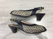 Scarpe vintage nr 37 in capretto blu e beige