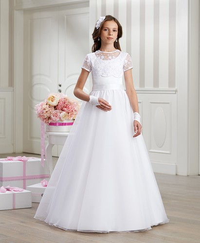 Abito comunione pizzo gonna - , a