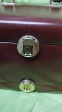 Bauletto cofanetto portagioie e trucchi in pelle, con specchio, ottimo vintage
