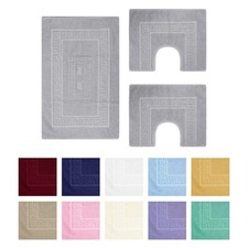 Tris Tappeti da Bagno in Spugna di Cotone, Fantasia Greca, Tappetino Assorbente