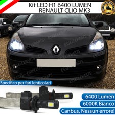 KIT FULL LED RENAULT CLIO MK3 FARO LENTICOLARE H1 6000K BIANCO GHIACCIO NO ERROR