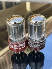 COPPIA Tubi Aspirazione GE Base Rossa Tripla Mica 5961 / 6SL7 - TV-7 Testati a Livello NOS