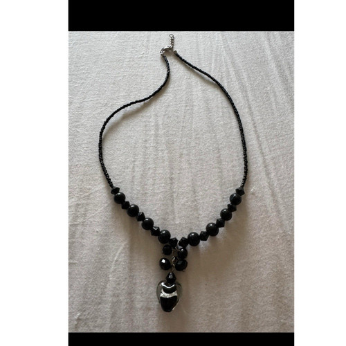 Collana perline nere ciondolo - perline,
