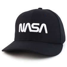 Berretto da baseball ricamato con licenza ufficiale NASA Worm Letter 3D Puff - SPEDIZIONE GRATUITA