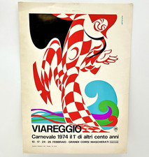 Carnevale di Viareggio 1974 Cartoncino Pubblicitario 28 x 39 cm Uberto Bonetti
