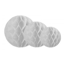3 FESTONI DECORAZIONE CARTA BIANCO 20-30-40 CM FESTONE COMPLEANNO FESTA GLOBO