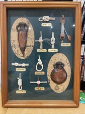 VTG Nautical Sailor Sailing Rope Knots Framed Shadow Box 15 3/4" Tall