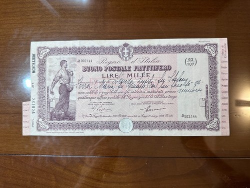 Buono postale fruttifero - buono, lire