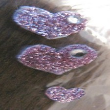 Adesivo vintage brillantini sticker strass 3 cuoricini ROSA cuori mini hearths 