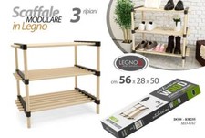 SCAFFALE MODULARE BASSO 3 RIPIANI PORTA SCARPE BAGNO INGRESSO MODERNO 56*28*h50