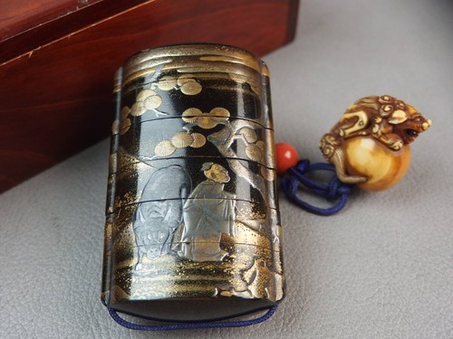 Netsuke giapponese inro - netsuke, shishi