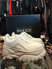 Sneakers Bianche Police 883 vera pelle black buffalo leather platform 