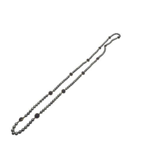 Collana perle grigie con - perle,